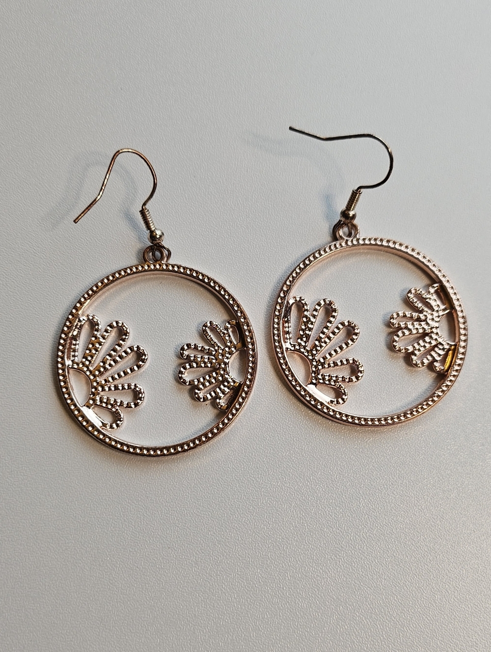 Delicate Rose Gold Sunburst Hoop Earrings - Women Jewelry
